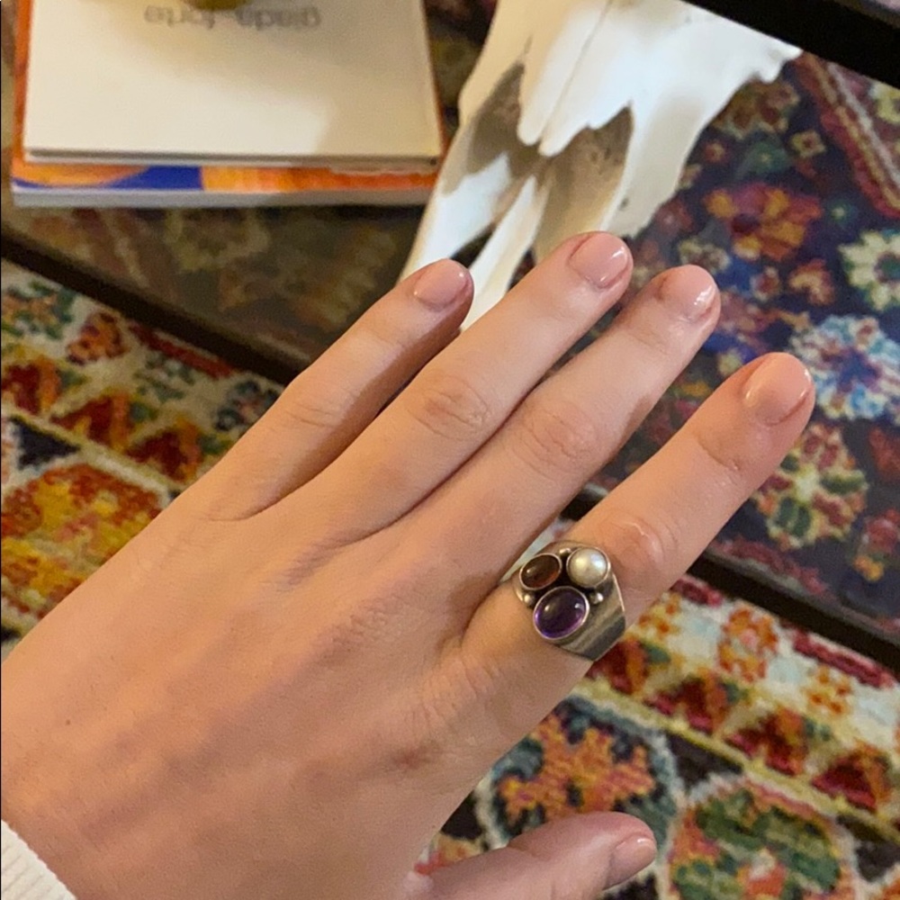 Sterling silver tri stone ring